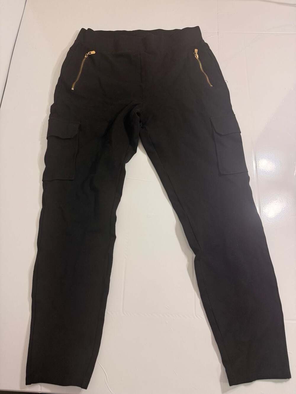 bebe Black Cargo Pants with Zipper Pockets
